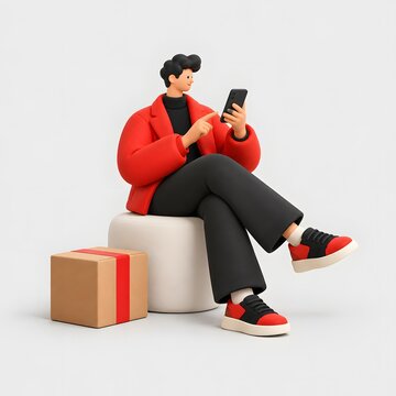 블랙프라이데이 패션 쇼핑과 온라인 구매 라이프스타일 3D 캐릭터 일러스트 Generating AI