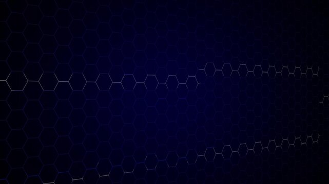 Grid pattern animation displays repeating hexagonal tiles and subtle shading. Geometric matrix spatial telemetry guides grid pattern. Consoles use grid pattern.