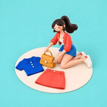 블랙프라이데이 패션 쇼핑과 온라인 구매 라이프스타일 3D 캐릭터 일러스트 Generating AI