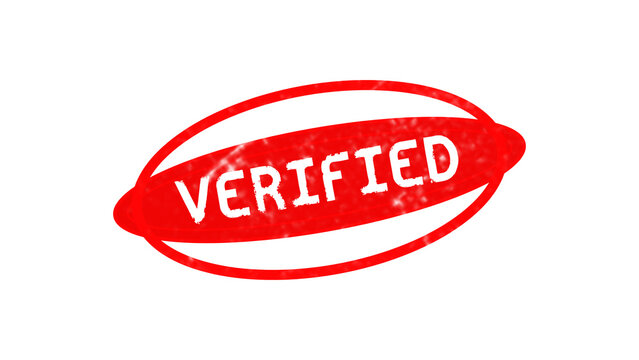 A red oval rubber stamp featuring the word verified in white bold letters, isolated on a black background, for digital document use isolated on a transparent background