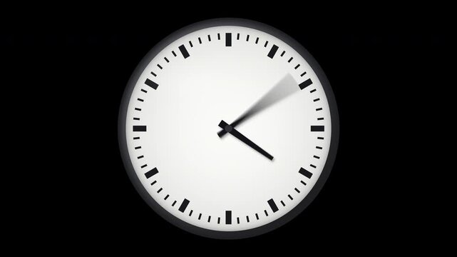 Wall clock hands spinning backward rewind time seamless loop