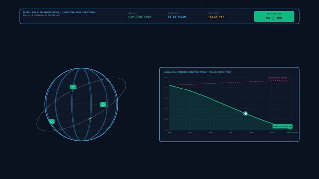 Global ESG Net Zero Decarbonization Corporate Analytics Studio Animation.