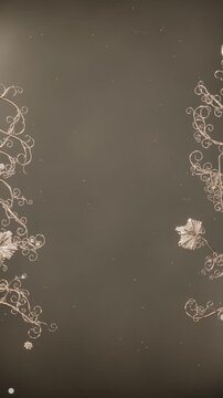 Vertical video: Starting vine swirl motifs growing up edges on sepia backdrop, framing center space