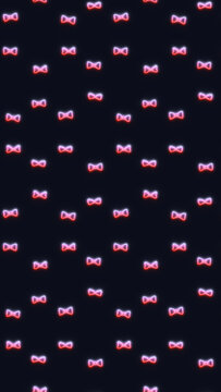 Neon bow tie pattern on dark background