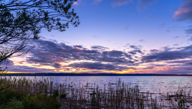 Abendstimmung am Ammersee, Herrsching, Bayern, Deutschland, Europa