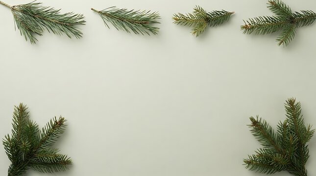 Minimalist composition of greenery branches against a light gray background