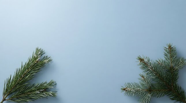Minimalist wall display with small plant arrangements and light blue background