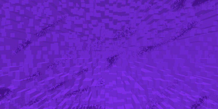 Abstract purple geometric texture, pixelated block pattern surface, vibrant violet backdrop for creative digital banner design