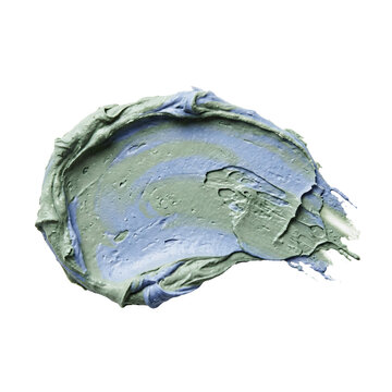 Swirled green and purple clay cosmetic mask smear on transparent background