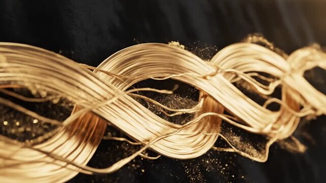 Golden Light Trails Abstract Background with Glowing Streaks