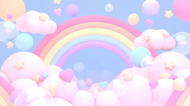 Fly through dreamy rainbow sky animation. (loop)