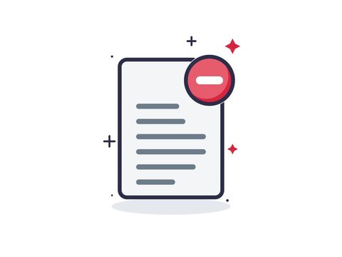 2D Animated Document Deletion Icon with Red Minus Badge