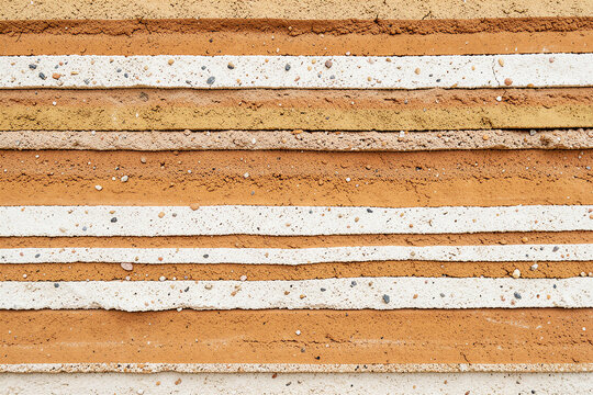 Natural Rammed Earth Strata Wall Macro Flat Lay Texture Background