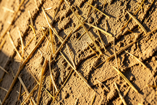Organic Straw And Clay Cob Plaster Texture Background