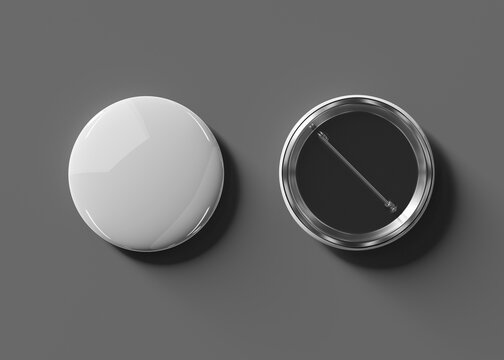 Button badge isolated on grey Mockup. 3d rendering
