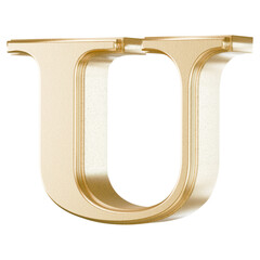 Golden 3D letter U serif font © Chetra168