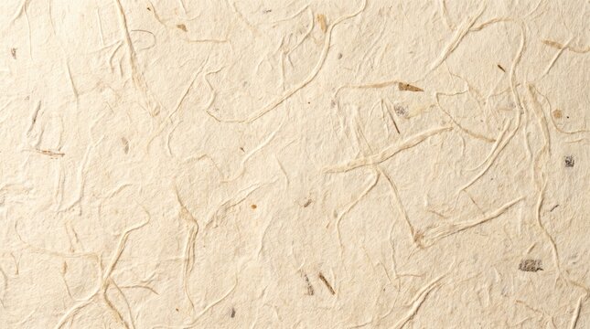 Handcrafted Japanese washi paper texture with visible mulberry plant fibers and organic pulp