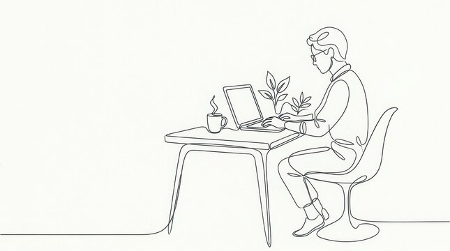 Focused Man Working With Plant Decorations At Home Office.