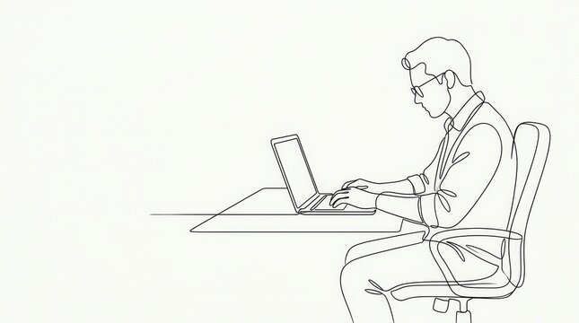 Focused professional working on laptop at desk.
