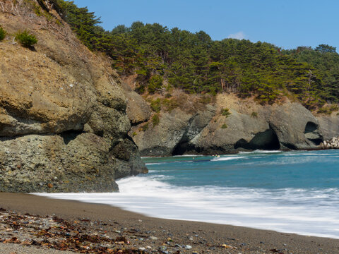 Silky Smooth Waves on the Sandy Beach of Tako no Hama, Miyako, Japan