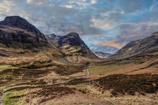 The Three Sisters of Glencoe, Beinn Fhada, Gearr Aonach, and Aonach Dubh, in the Scottish Highlands