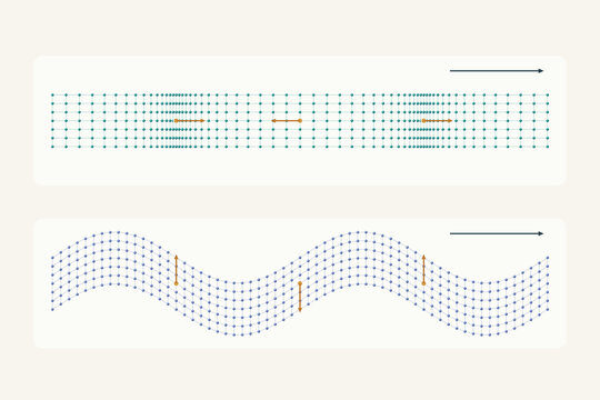 Longitudinal and transverse body waves with particle motion in an elastic solid