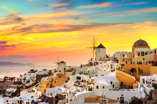 View of Oia the most beautiful village of Santorini island in Greece