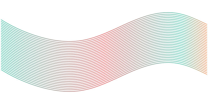 Abstract Colorful Gradient Wave Lines Background with Cyan Red and Orange Parallel Curves