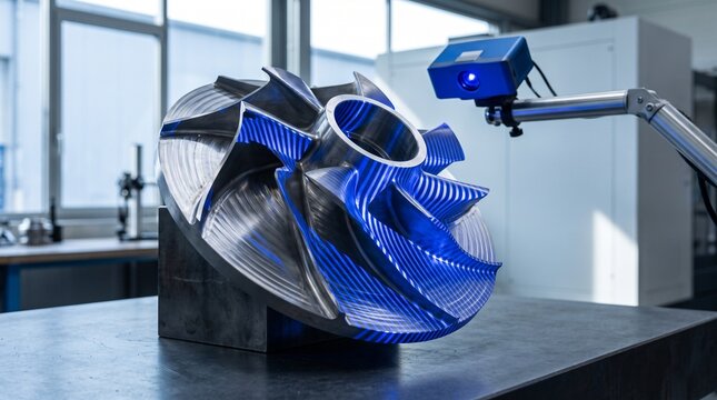 Blue-light scan patterns reveal impeller blade geometry