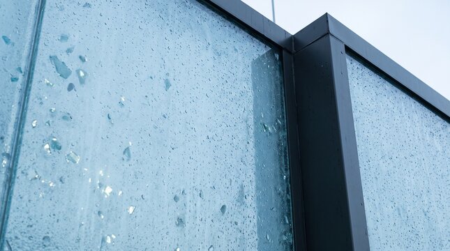 Rain textured recycled glass cladding corner