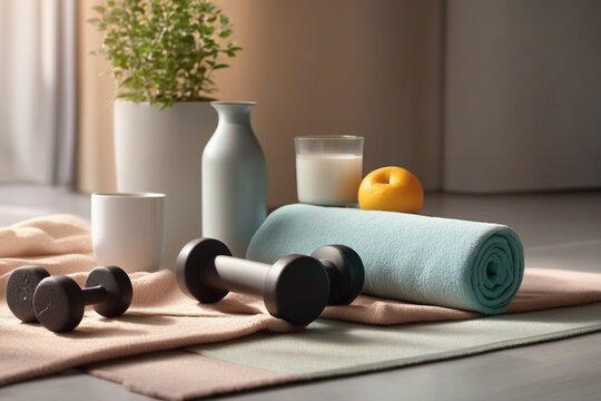 Soft towel on wooden table