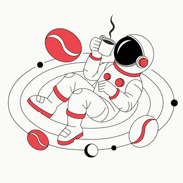 Funny Astronaut Drinking Coffee Outer Space T-Shirt Design