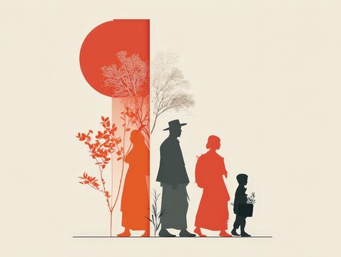 African Women's Portrait with Cityscape Silhouette - Cultural Identity, Heritage, and Modernity Illustration Stock Image
