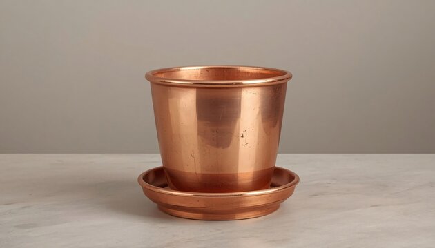 Modern Minimalist Solid Copper Small Planter Pot Mockup