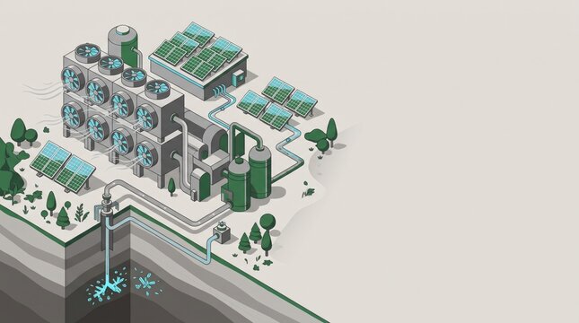 Isometric Diagram Of Direct Air Carbon Capture Plant