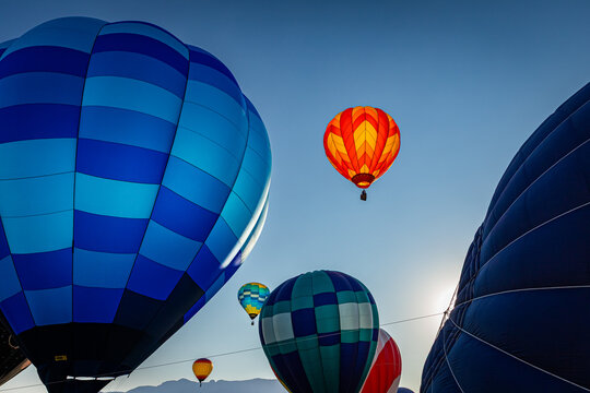Hot Air Balloons Close Overhead