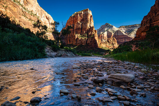 Virgin River in Refrigerator Canyon at Zion National Park Utah