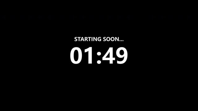 Countdown animation of two minutes on transparent background, two minutes digital Countdown timer animation from 120 to 0 seconds on transparent background with alpha channel in 4K VIDEO.    