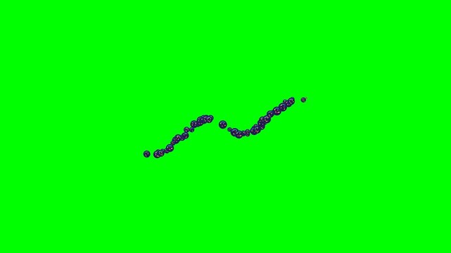 Tiny exosome vesicles carrying glowing cargo in a flowing stream on a green screen.
