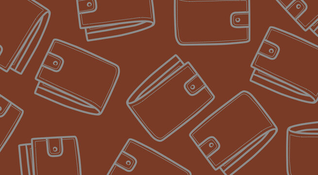 Doodle wallet pattern background, wallet leather pattern illustration hand draw