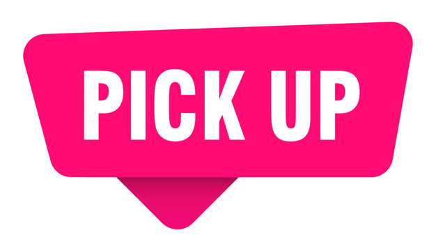 pick up magenta sticker isolated on transpatent background. pick up sign