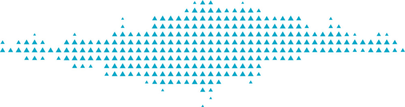 Teal triangles forming a sound wave pattern against a white background