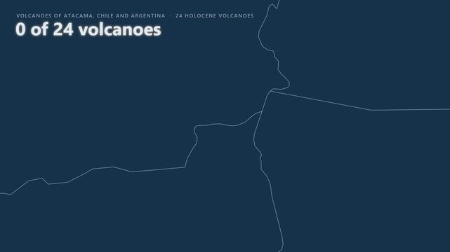 Atacama, Chile and Argentina volcano map: Lascar, Llullaillaco, Pular