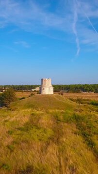 Flying towards St. Nicholas church near Nin town