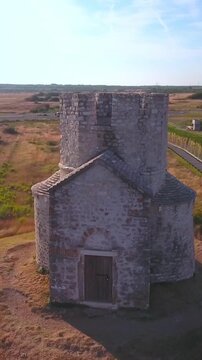 Flying around medieval St. Nicholas church in Croatia