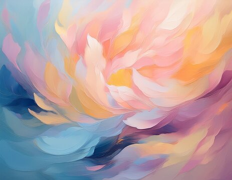 a soothing abstract piece with thick gentle strokes of paint in soft pastels