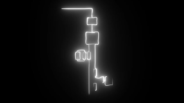 White Neon Abstract Technical Symbol on a Dark Background