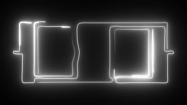 White Neon Rectangular Wave Pattern with Glowing Lines