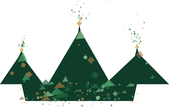 Green Crown with Geometric Particles in a Celebration Concept During a Minimalist Design