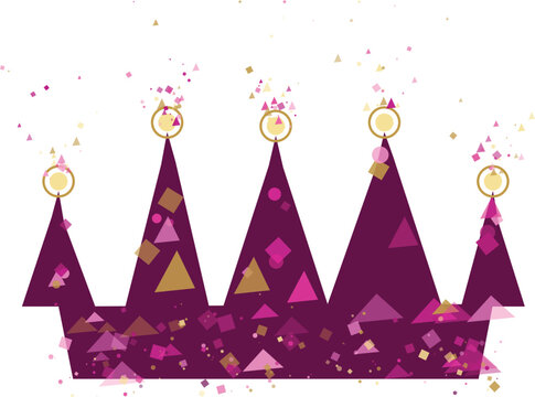 Royal Crown with Confetti Celebrating Victory or Achievement in a Festive Modern Style